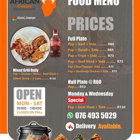 African Cuisine Restaurant Bed & Breakfast Giyani Ngoại thất bức ảnh